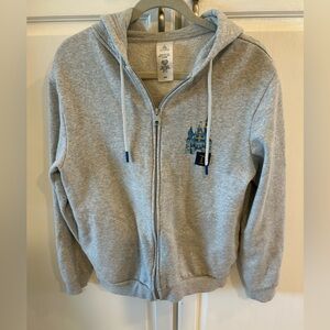Disney Gray Zip-Up Hoodie with Castle Embroidery Original from Disney Parks